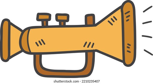 Hand Drawn trumpet illustration isolated on background