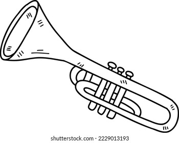 Hand Drawn trumpet illustration isolated on background