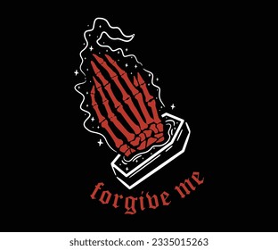 Hand drawn t-shirt gector design asking for forgiveness for fashion wear, for streetwear, apparel and urban style t shirt design, hoodies, etc.