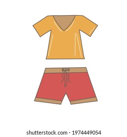 Hand drawn t-shirt and shorts vector