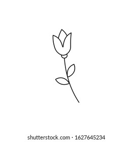 Hand drawn tulip flower flat vector icon isolated on a white background.Pink flower icon.Valentine's day concept.