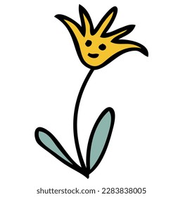 Hand drawn tulip flower in simple doodle style. Perfect for tee, stickers, poster, card. Isolated vector illustration for decor and design.



