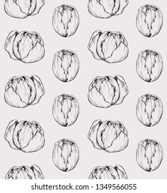 Hand drawn tulip pattern seamless pastel
