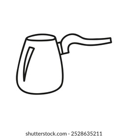 Cafetera turca dibujada a mano. Jezve cafetera turca. Utensilios de cocina doodle ilustración