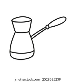 Cafetera turca dibujada a mano. Jezve cafetera turca. Utensilios de cocina doodle ilustración