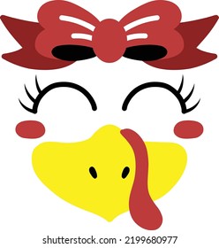 Hand Drawn turkey face illustration isolated on background