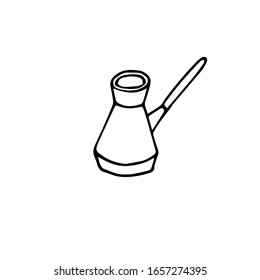 Hand drawn turkish coffee pot. Doodle vector illustration.