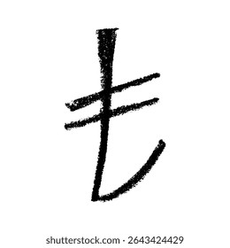 Hand drawn turkish lira currency symbol. Brush stroke doodle. Single element for design