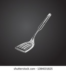 Hand drawn turner sketch symbol. Vector spatula element in trendy style.