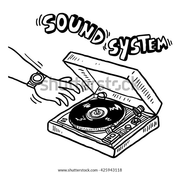 Hand Drawn Turntable Stock Vector (Royalty Free) 425943118