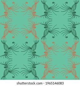 hand drawn turquoise red black ornate print