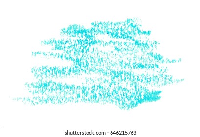 Hand drawn turquoise texture, pastel stroke isolated on white, vector illustration