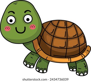 Hand drawn turtle character illustration, vector