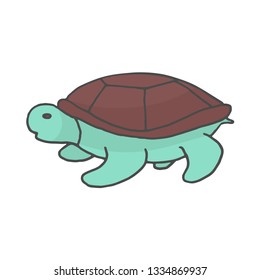 Hand Drawn turtle color doodle. Sketch style icon. Decoration element. Isolated on white background. Flat design. Vector illustration.