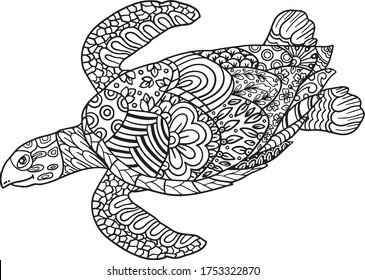 Download Adult Coloring Pages Turtles High Res Stock Images Shutterstock