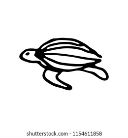 Hand Drawn turtle doodle. Sketch style icon. Decoration element. Isolated on white background. Flat design. Vector illustration.