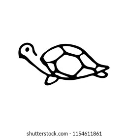 Hand Drawn turtle doodle. Sketch style icon. Decoration element. Isolated on white background. Flat design. Vector illustration.