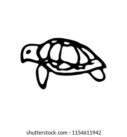 Hand Drawn turtle doodle. Sketch style icon. Decoration element. Isolated on white background. Flat design. Vector illustration.