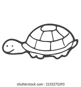 Hand Drawn turtle doodle. Sketch style icon. Decoration element. Isolated on white background. Flat design. Vector illustration.