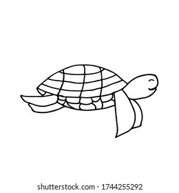 Hand drawn turtle icon. Doodle illustration of sea turtle