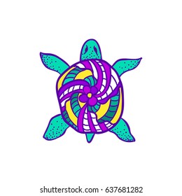 Hand drawn turtle, isolated on white, vector illustration
