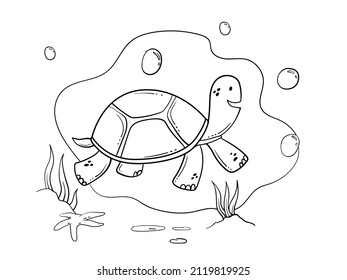 Hand drawn turtle outline illustration