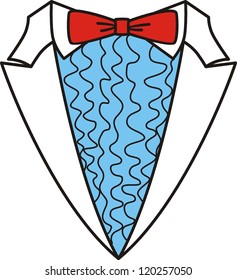Hand drawn of  tuxedo with red bow tie. Vector illustration