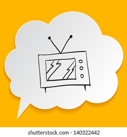 Hand drawn TV on speech bubble