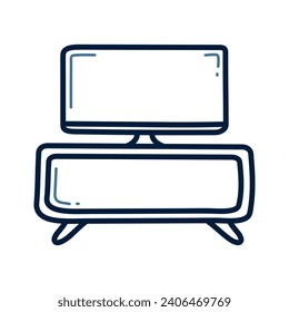 Hand drawn Tv Table doodle line illustration. Tv Table doodle icon vector.