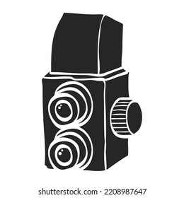Hand drawn Twin lens reflex camera vector illustration