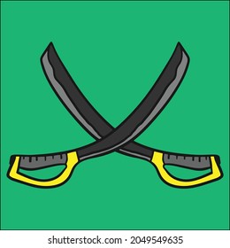 hand drawn of twin sword logo, editable vector file for all of your graphic needs.