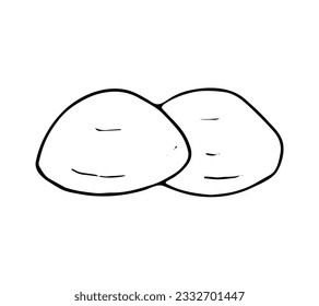 Hand drawn two buns. Bakery vector element of design isolated on white background.