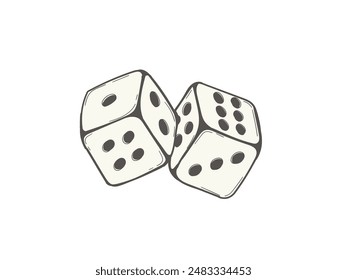 Hand drawn two game dices. Casino games symbol minimal design