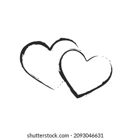 hand drawn two hearts. love and romantic symbol. sketchy vector element for valentine's day design