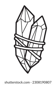 Hand dibujó dos cristales mágicos unidos, ilustración vectorial aislada en diseño de línea con fondo blanco