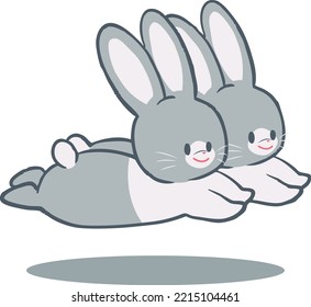 hand drawn two rabbits illustration