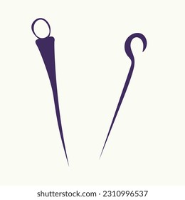 hand drawn two safety pins vector illustration