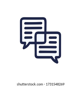 Hand Drawn Two Speech Bubbles. Vector Illustration Isolated On White Background.