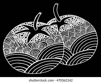 Hand drawn two tomatoes, vector illustration