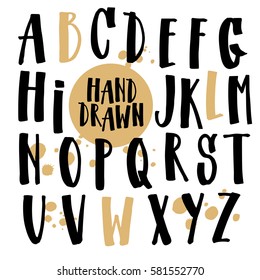 Hand drawn type markers style. Retro alphabet.