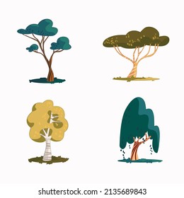 vector conjunto de colección de árboles dibujados a mano