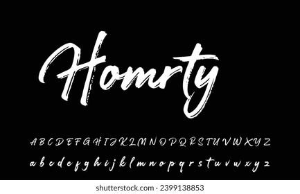 Hand drawn typeface. Handwritten script alphabet isolated on white background. Handmade alphabet for your designs logo, posters, invitations, cards, etc