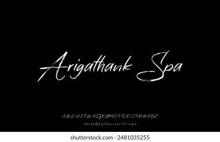 Hand drawn typeface. Handwritten script alphabet isolated on white background. Handmade alphabet for your designs logo, posters, invitations, cards, etc.