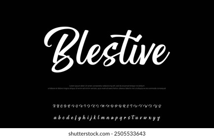 Hand drawn typeface. Handwritten script alphabet isolated on white background. Handmade alphabet for your designs logo, posters, invitations, cards, etc.