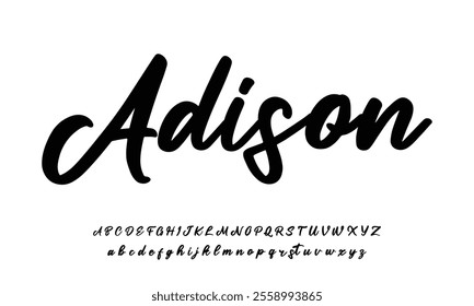 Hand drawn typeface. Handwritten script alphabet isolated on white background. Handmade alphabet for your designs logo, posters, invitations, cards, etc.