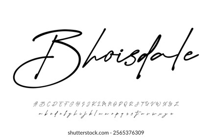 Hand drawn typeface. Handwritten script alphabet isolated on white background. Handmade alphabet for your designs logo, posters, invitations, cards, etc