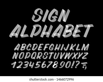 Tipografía dibujada a mano sobre fondo negro. Caracteres vectoriales pintados con signos de pincel: minúsculas y mayúsculas. Alfabeto tipográfico para tus diseños: logotipo, tipo de letra, tarjeta