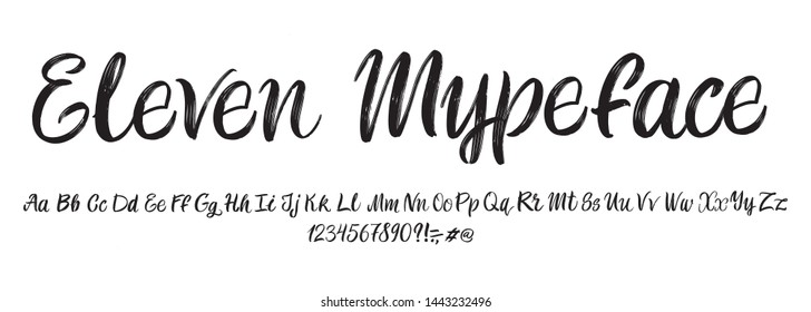 Hand drawn typeface on white background. Painted vector characters: lowercase and uppercase. Typography alphabet for your designs: logo, typeface, card, poster