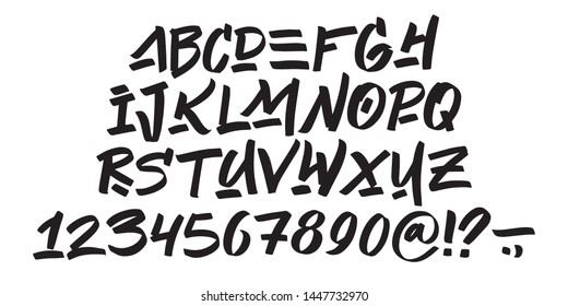 Hand drawn typeface on white background. Painted vector characters: lowercase and uppercase. Typography graffiti alphabet for your designs: logo, typeface, card, poster