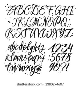 Hand drawn typeface. Painted vector characters: lowercase and uppercase. Typography alphabet for your designs: logo, typeface, card